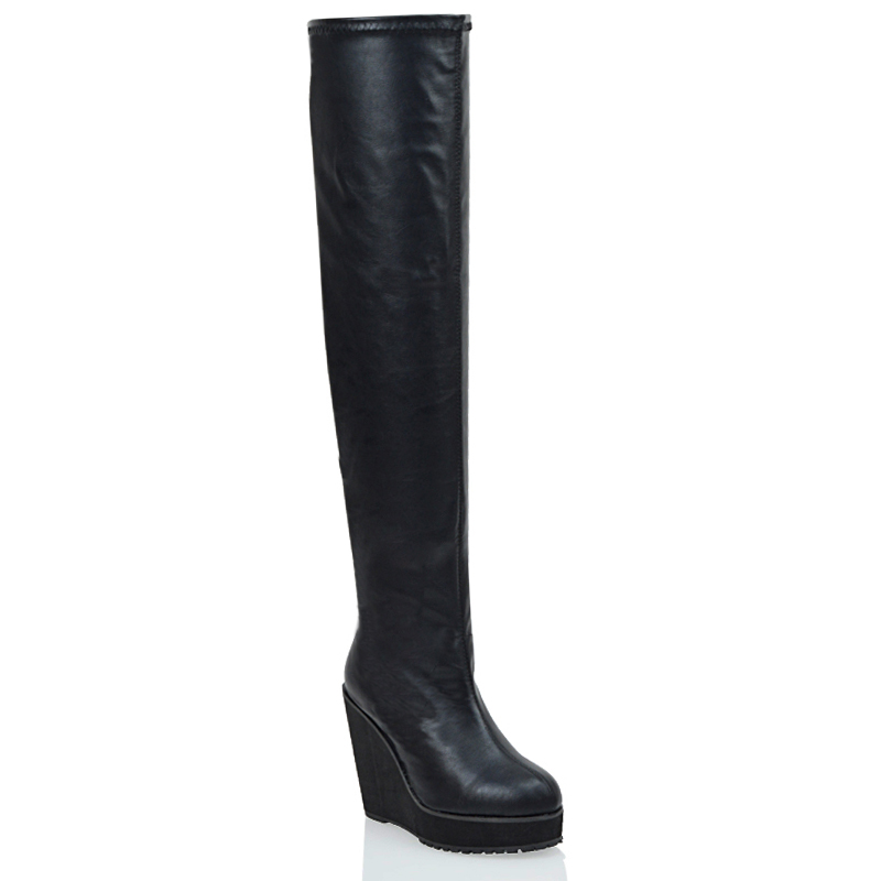 Ladies knee high deals wedge boots